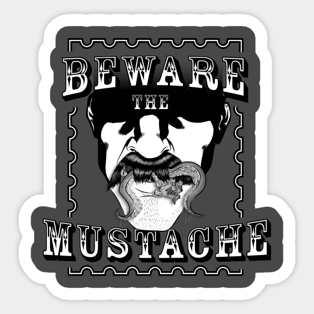 Beware the mustache Sticker by jonathanmor